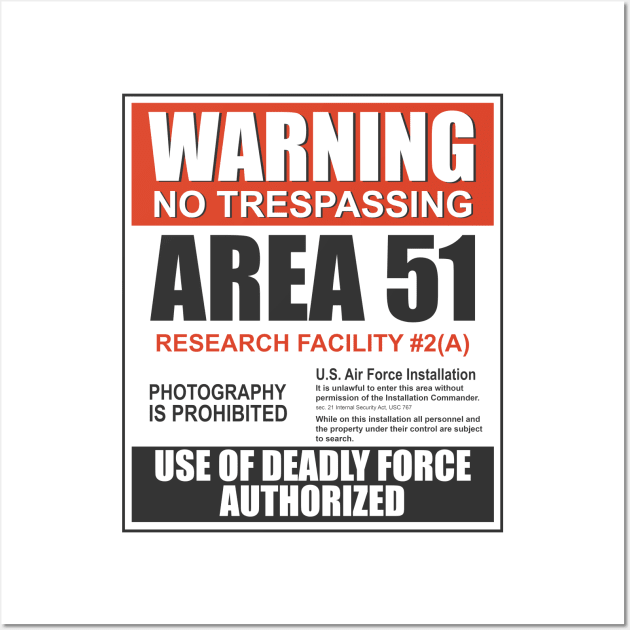 Warning Area 51 Wall Art by indigosstuff